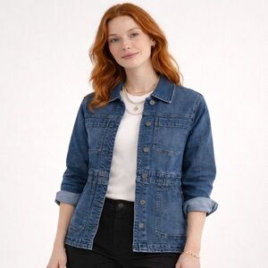 Time and Tru Medium Blue Denim Jacket with Button Front